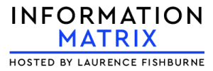 Information Matrix Laurence Fishburne logo black blue